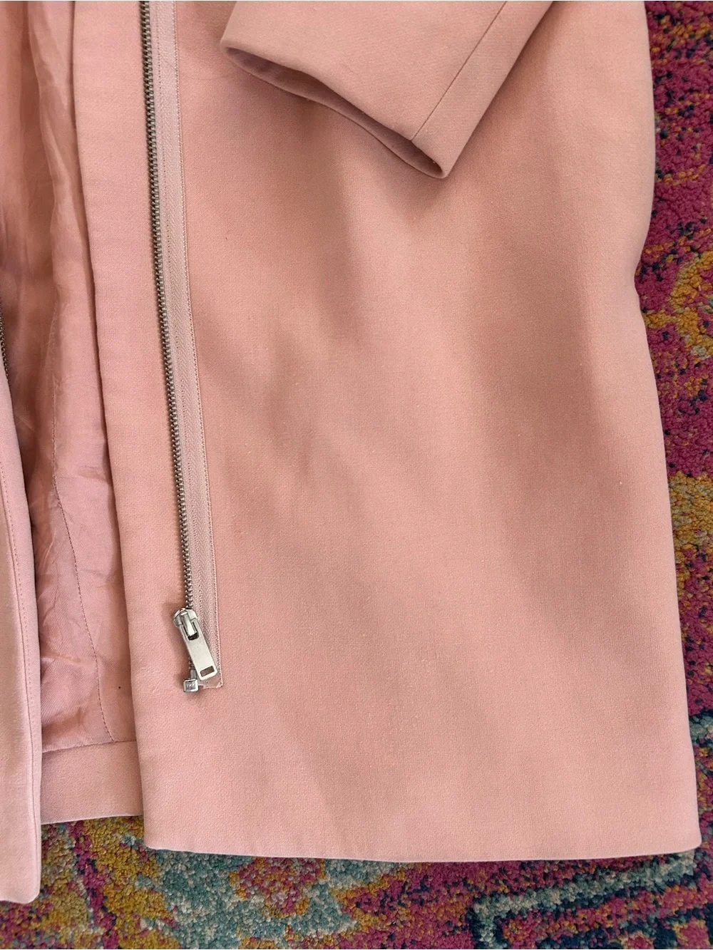 COS | Women’s Blush Pink Soft Minimalist Collarless Hidden Zip Front Coat Size 4